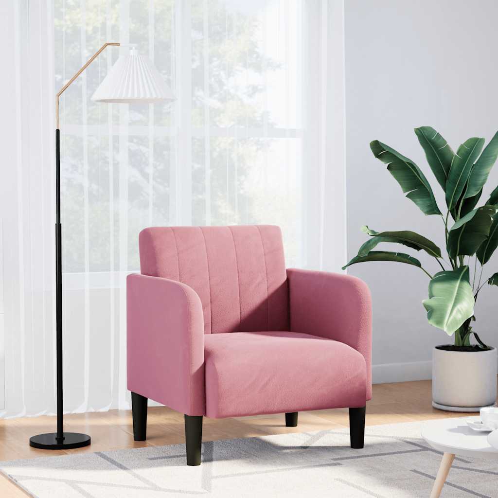 Divano Sedia con Braccioli Rosa 54 cm in Velluto - homemem39