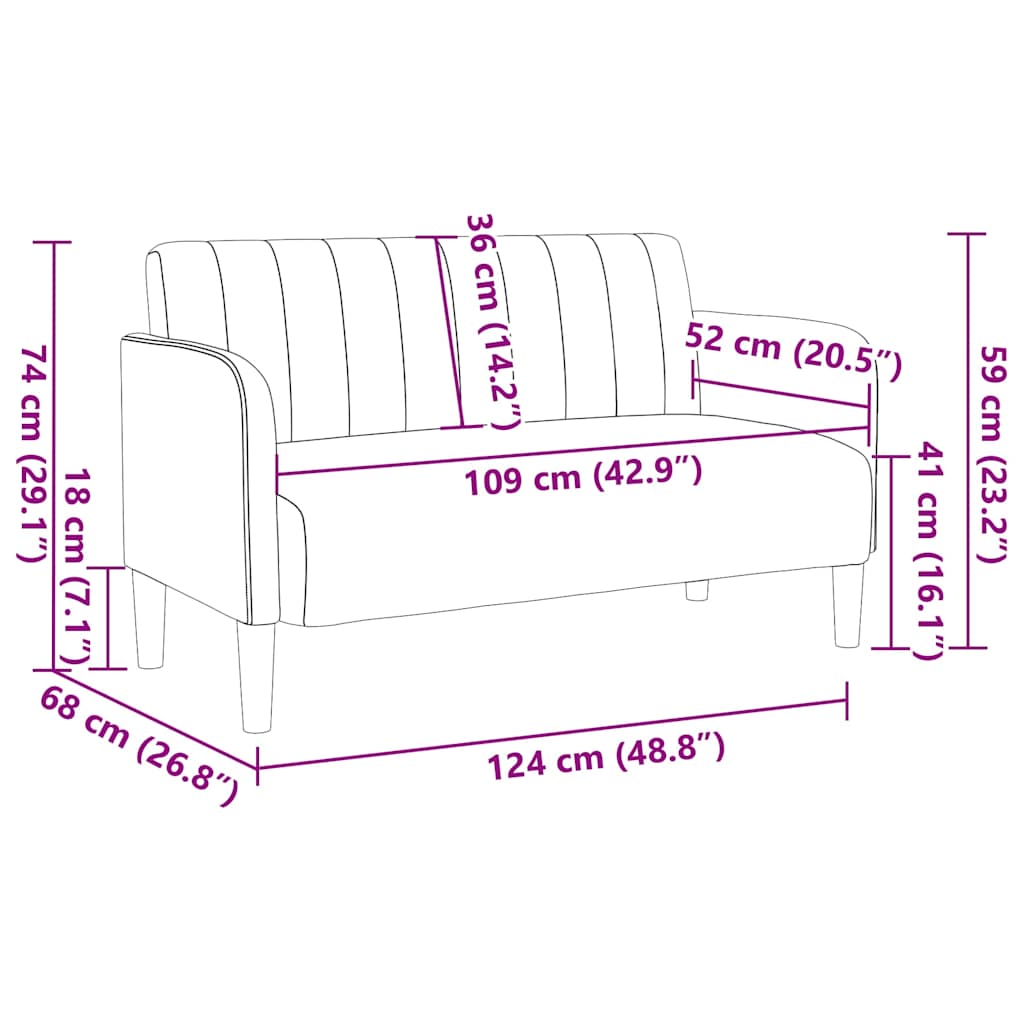 Divano Divanetto Grigio Chiaro 109 cm in Velluto | homemem39