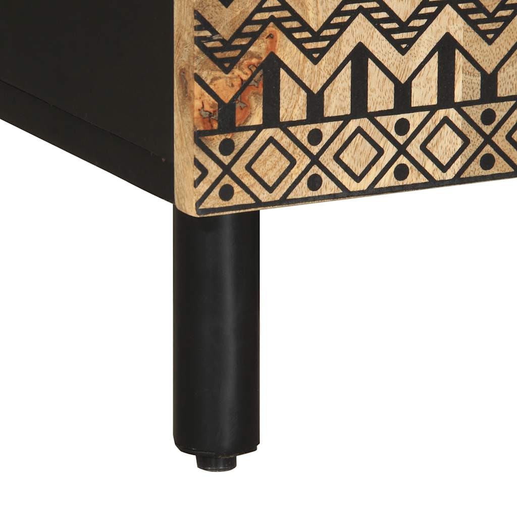 Mobile Porta TV Nero 105x33,5x46 cm Legno Massello Mango Grezzo - homemem39