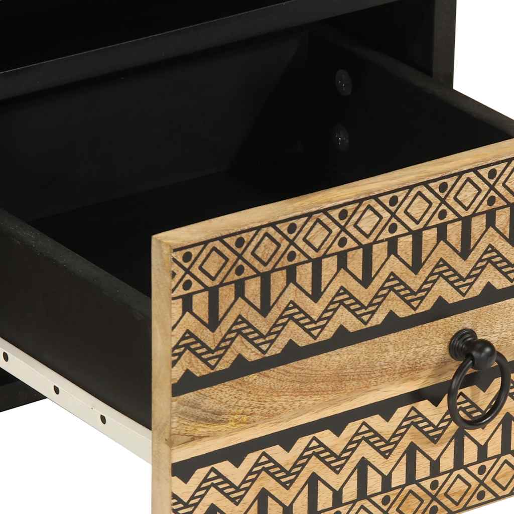 Mobile Porta TV Nero 70x33,5x46 cm Legno Massello Mango Grezzo - homemem39