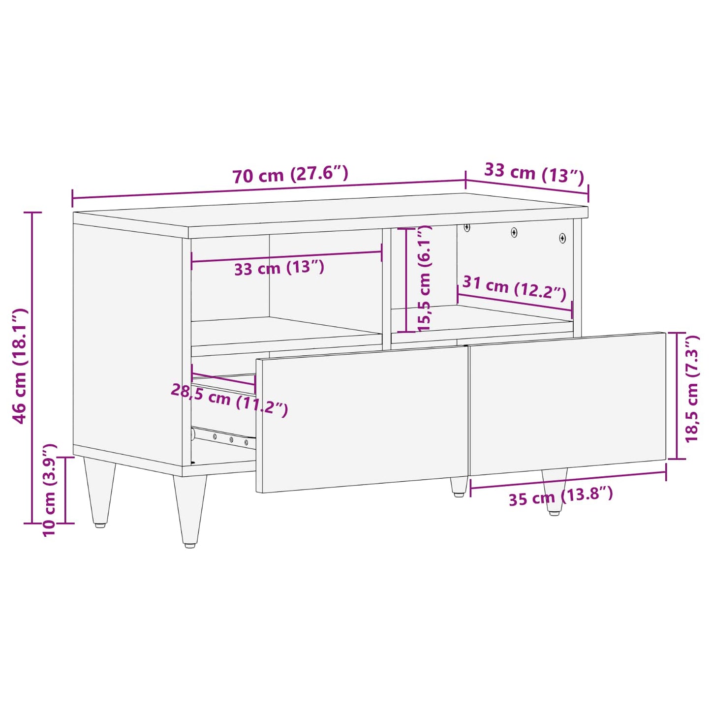 Armadi di Stoccaggio Multicolore 70 x 33,5 x 46 cm