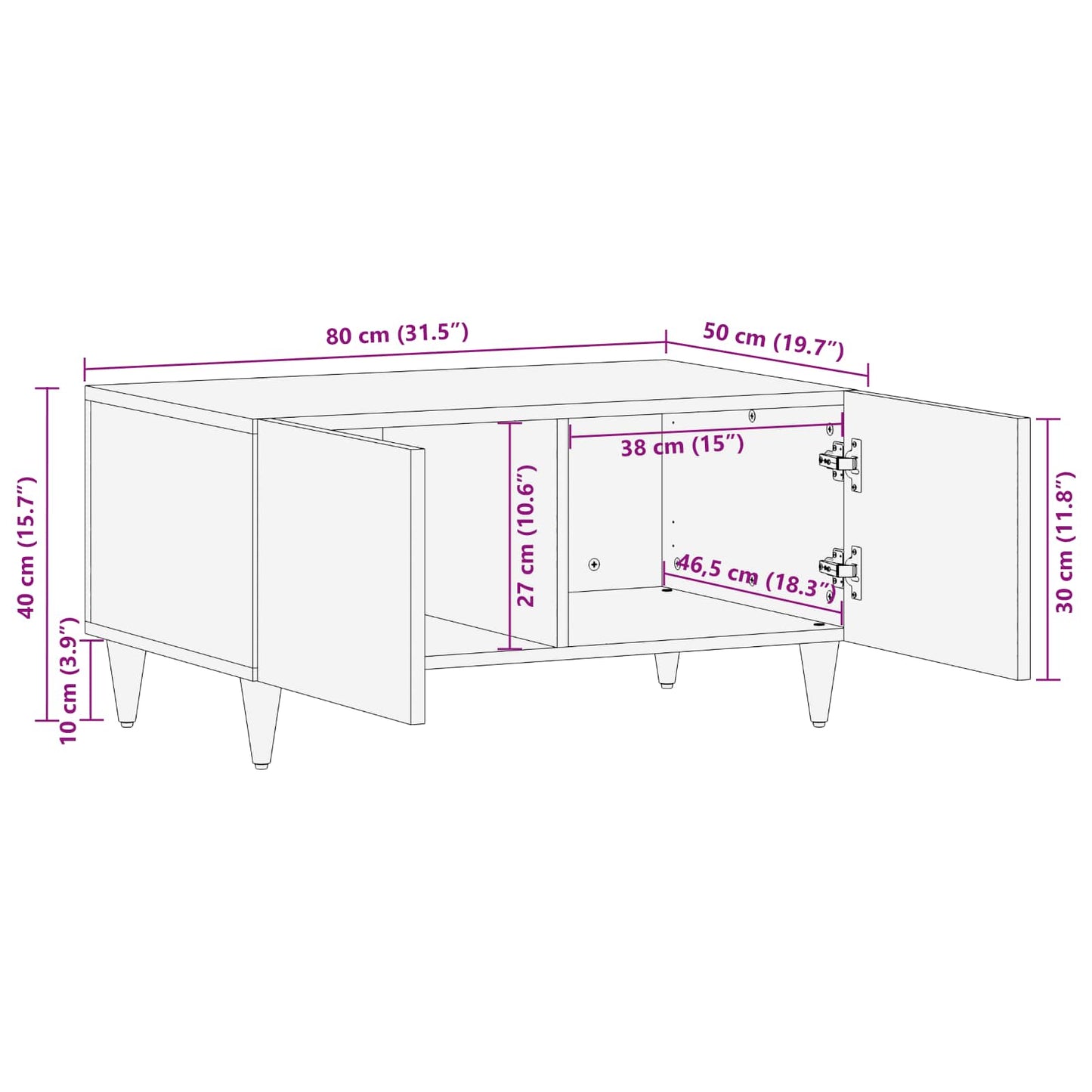 Tavolino da salotto Multicolore 80 x 50 x 40 cm | homemem39