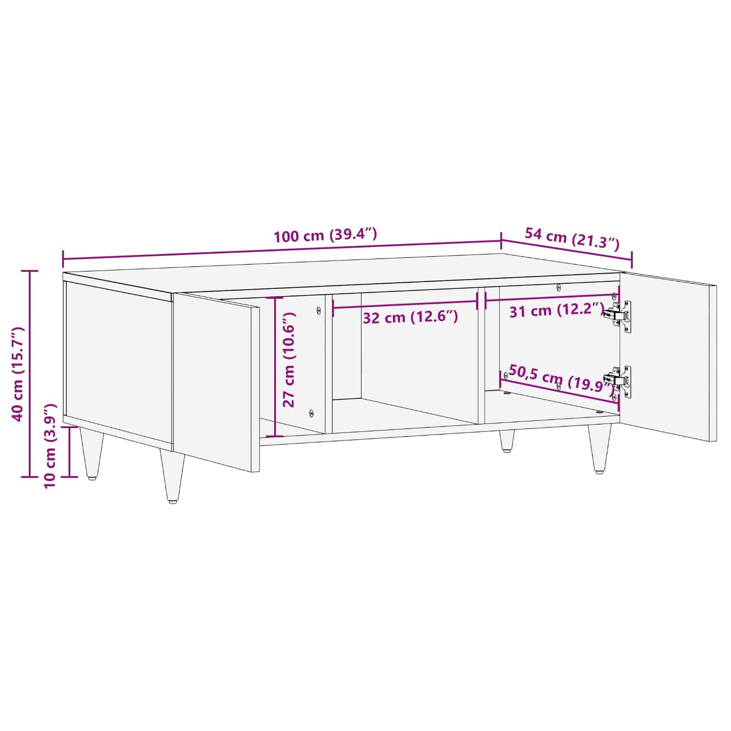 Tavolino da salotto Multicolore 100 x 54 x 40 cm