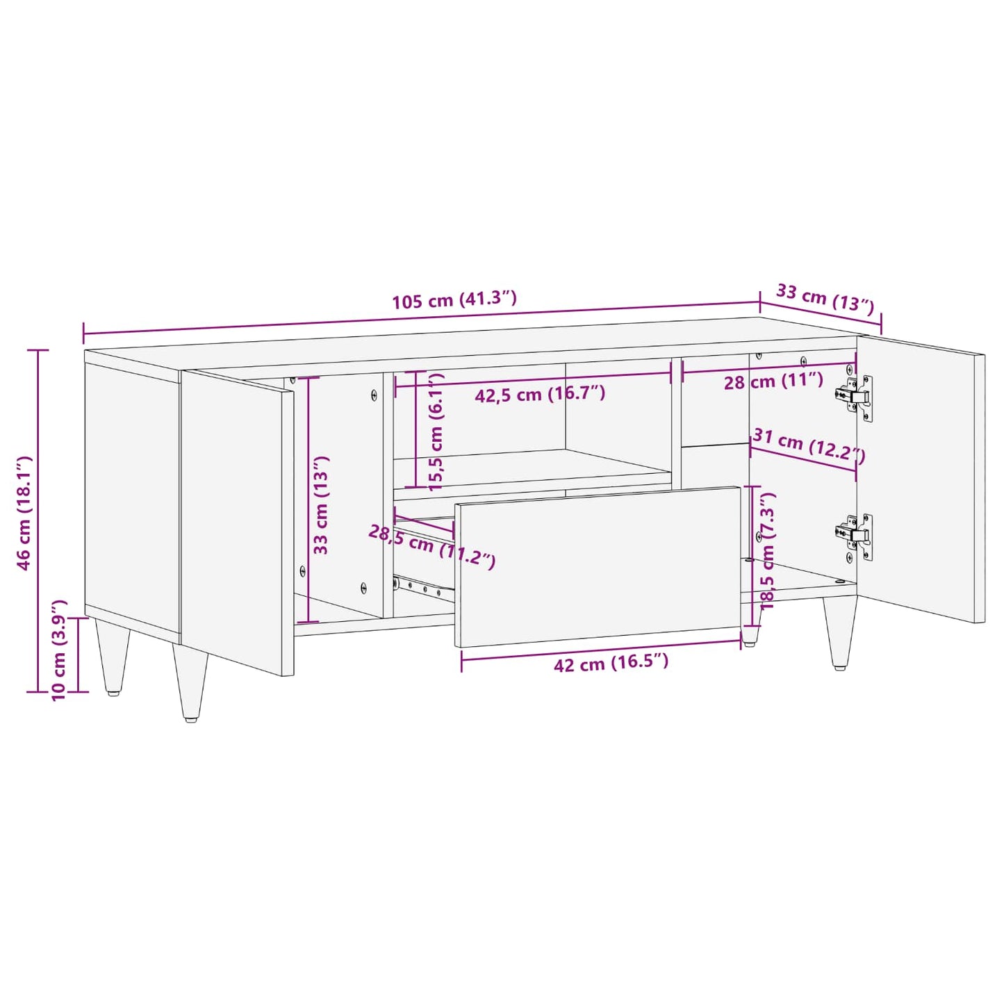 Armadi di Stoccaggio Multicolore 105 x 33,5 x 46 cm