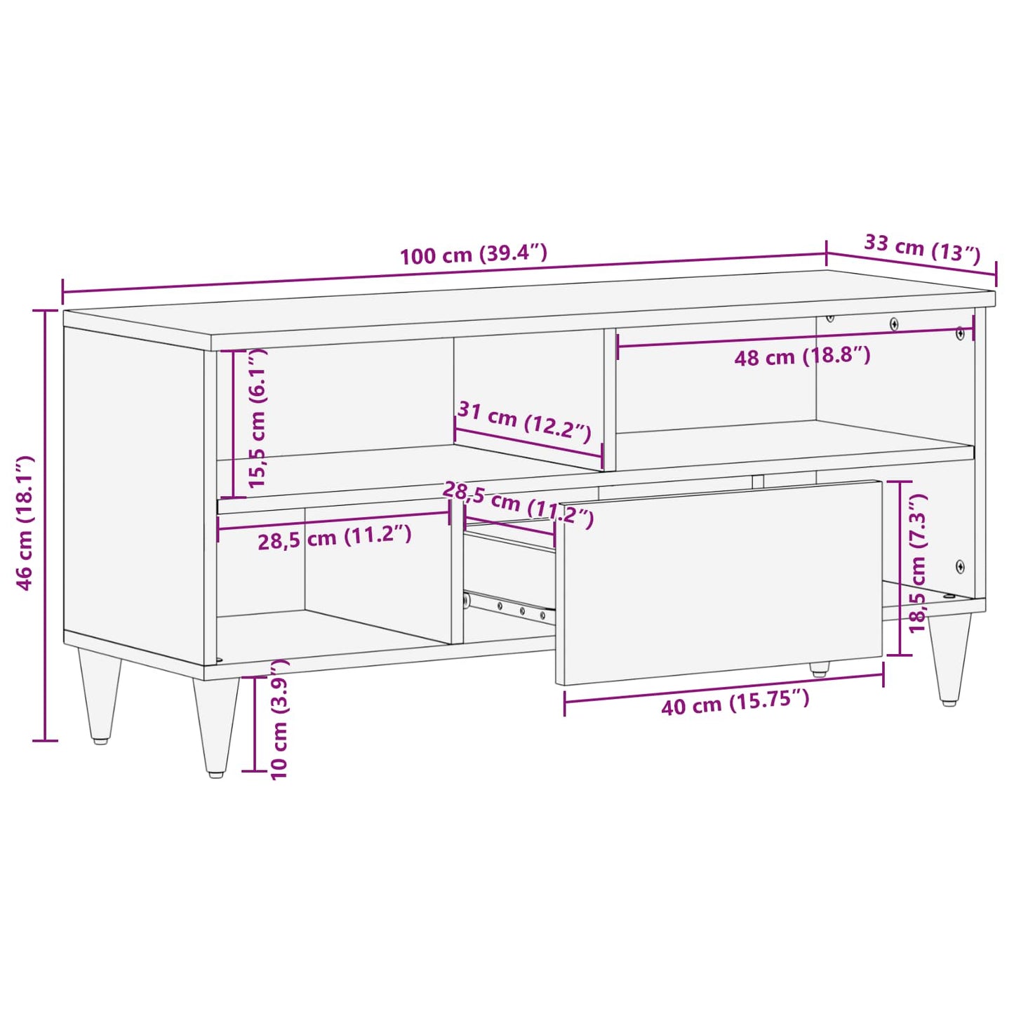 Armadi di Stoccaggio Multicolore 100 x 33,5 x 46 cm