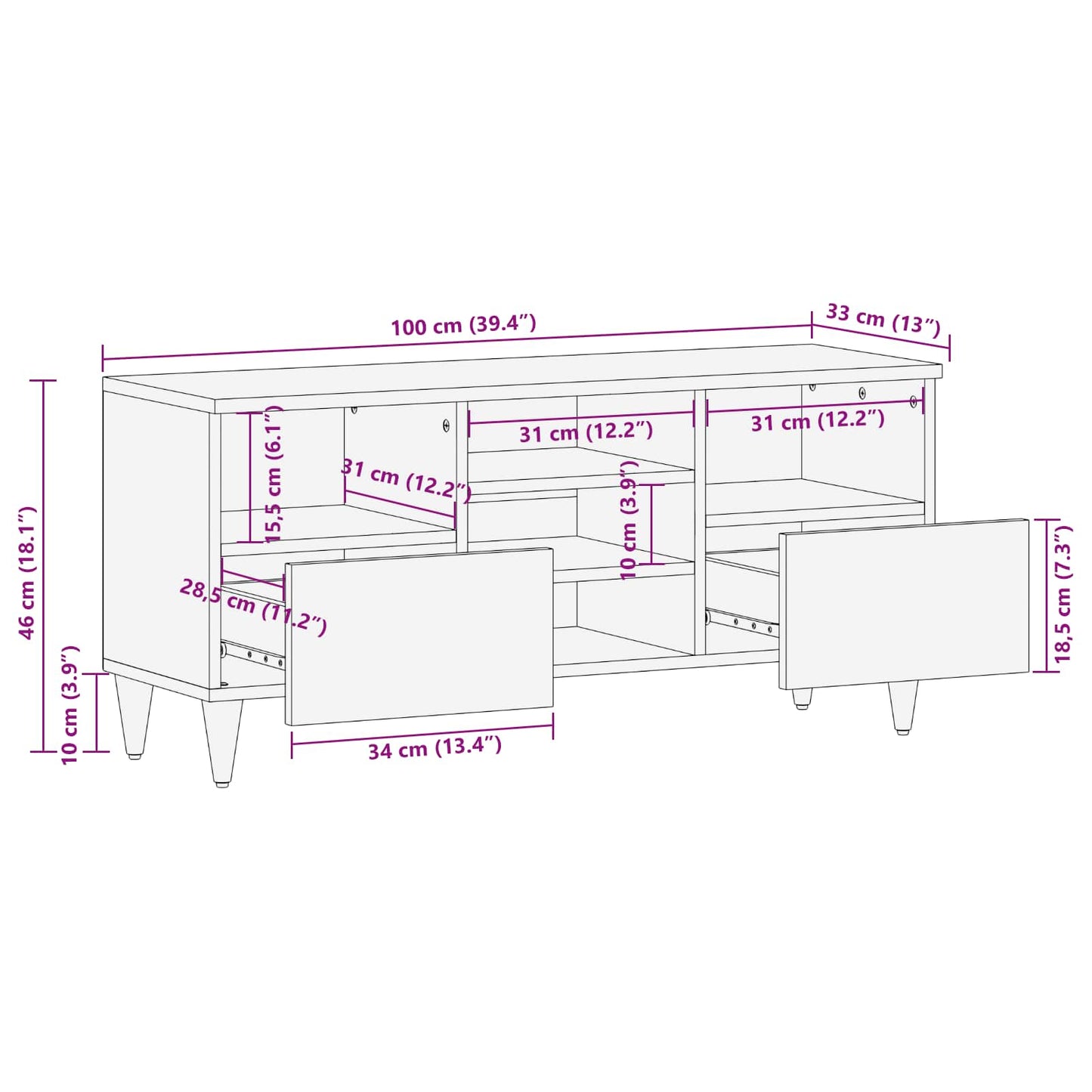 Armadi di Stoccaggio Multicolore 100 x 33,5 x 46 cm