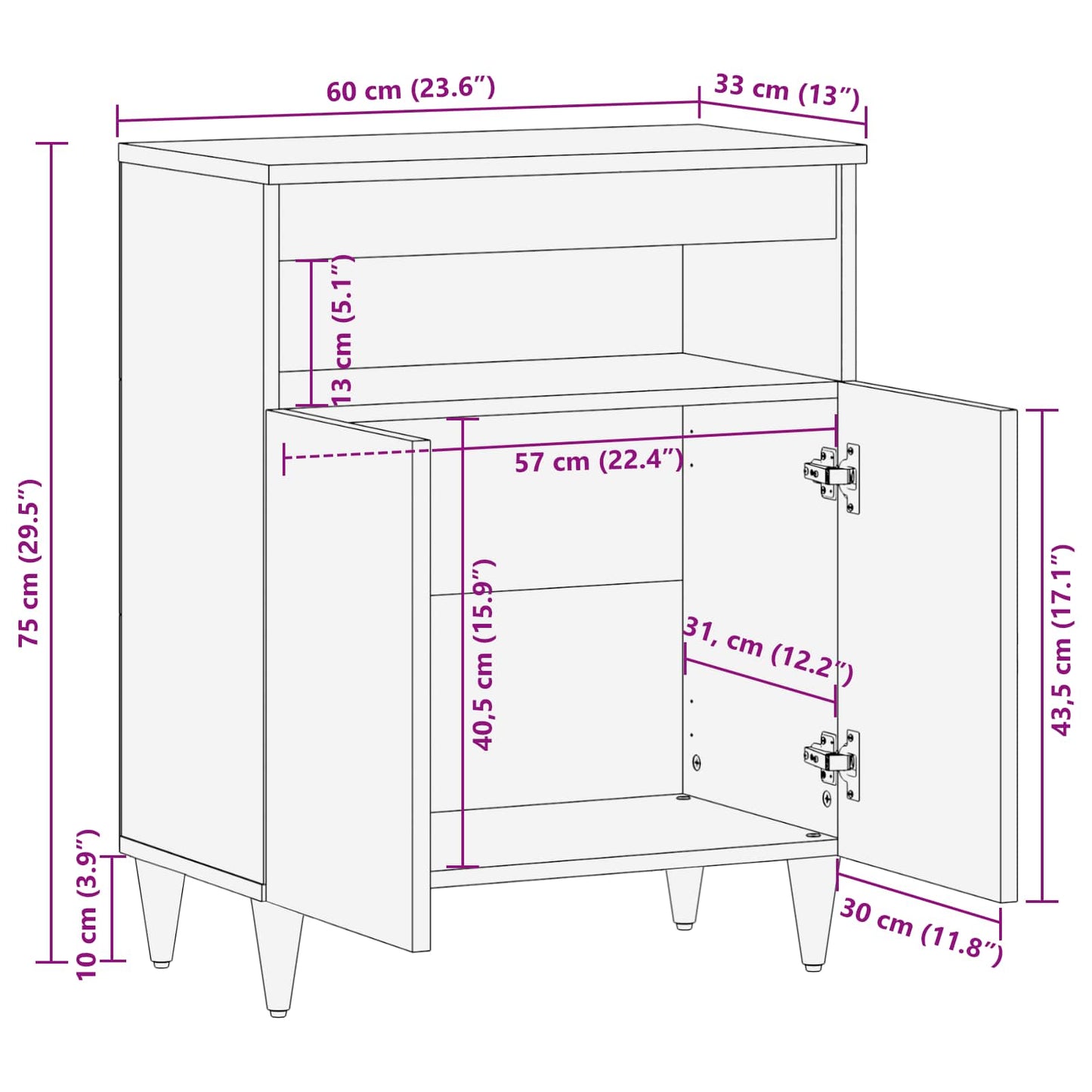 Armadi di Stoccaggio con porta Multicolore 60 x 33,5 x 75 cm | homemem39