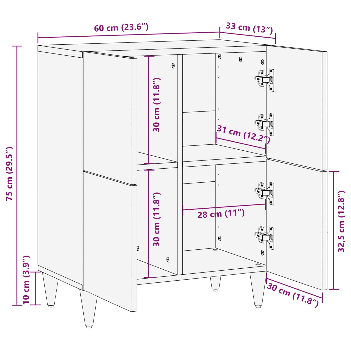 Armadi di Stoccaggio con porta Multicolore 60 x 33,5 x 75 cm