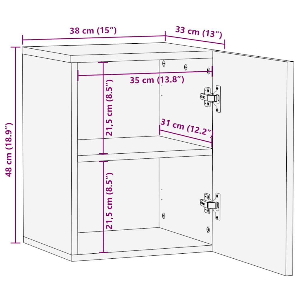 Armadietto a muro con porta Marrone miele 38 x 33 x 48 cm | homemem39
