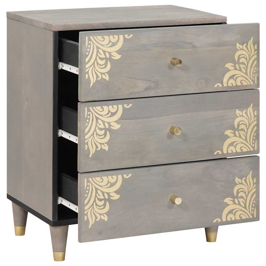 Armadio da Notte Grigio 50 x 33 x 62 cm legno massello di mango