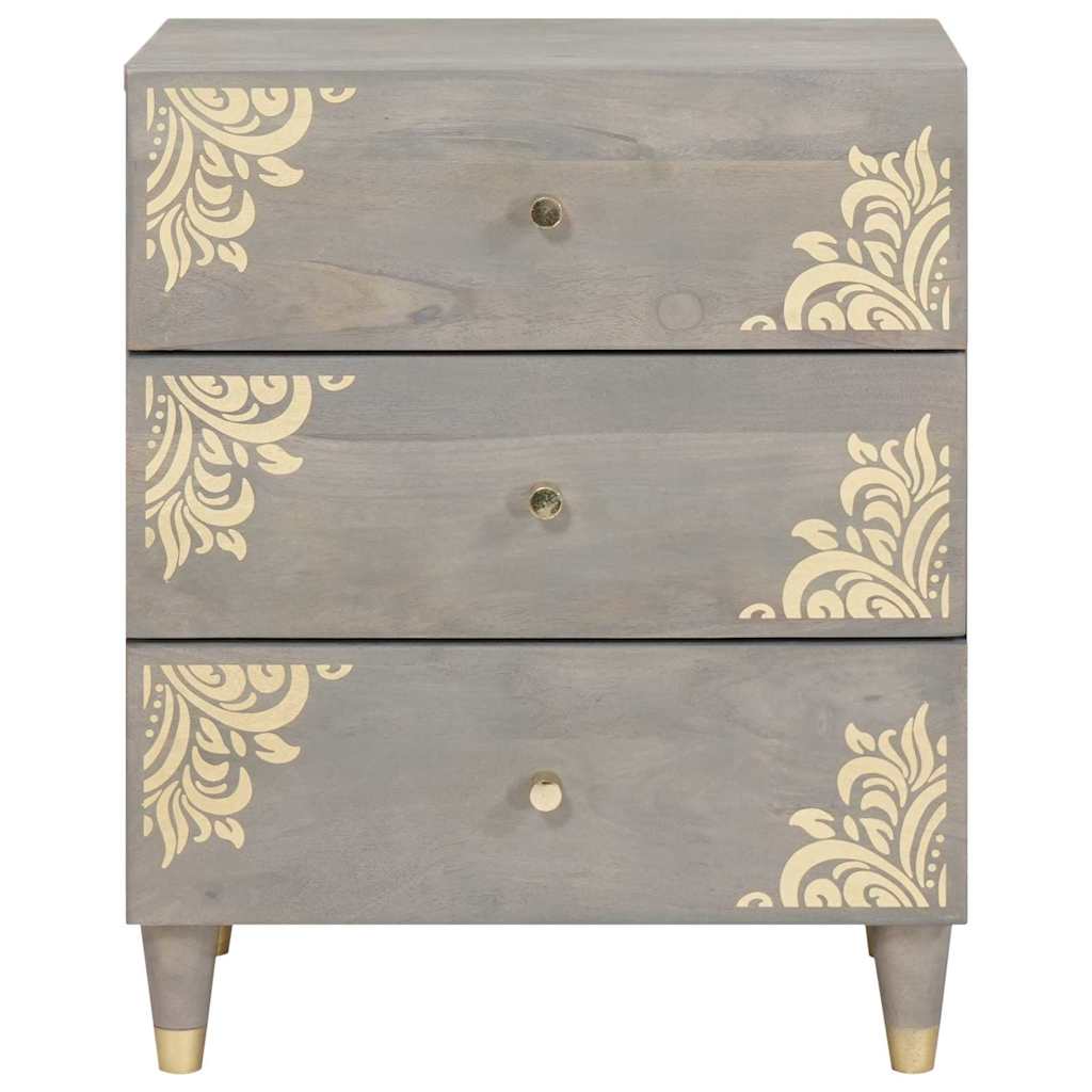 Armadio da Notte Grigio 50 x 33 x 62 cm legno massello di mango
