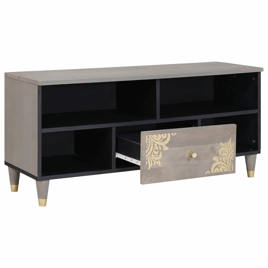 Mobile TV con cassetto Grigio e Oro 100 x 33.5 x 46 cm