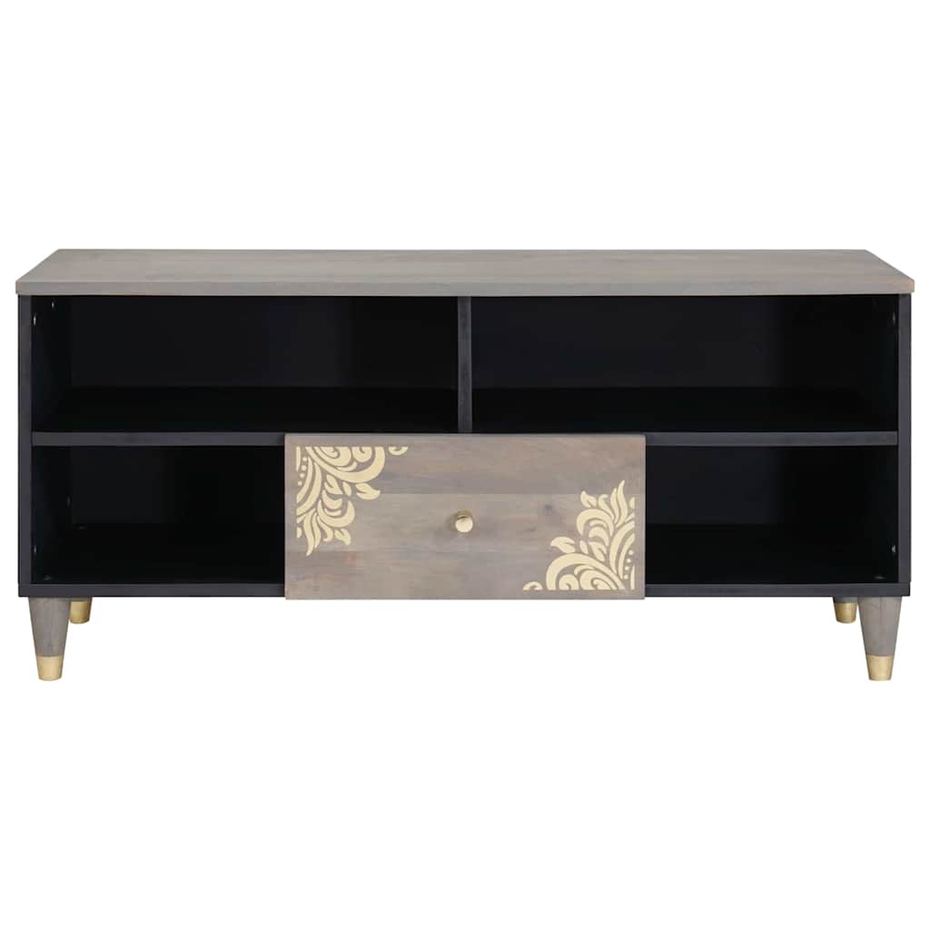 Mobile TV con cassetto Grigio e Oro 100 x 33.5 x 46 cm