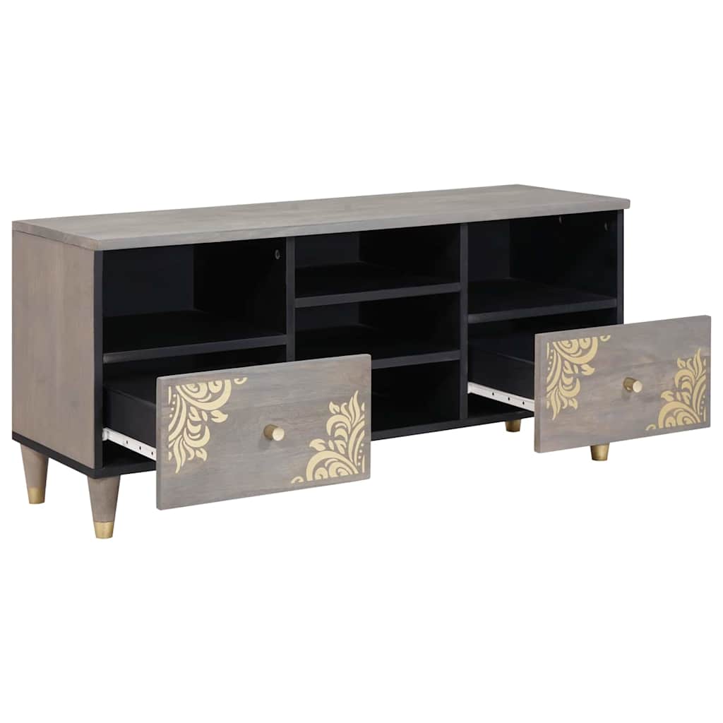 Mobile TV con cassetto Grigio e Oro 100 x 33.5 x 46 cm