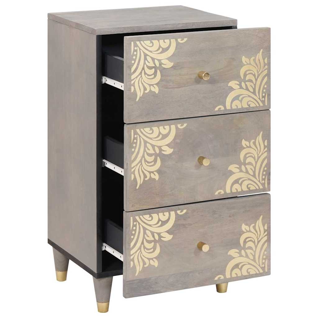 Credenza Grigio e Oro 40 x 33.5 x 75 cm Legno massello di mango