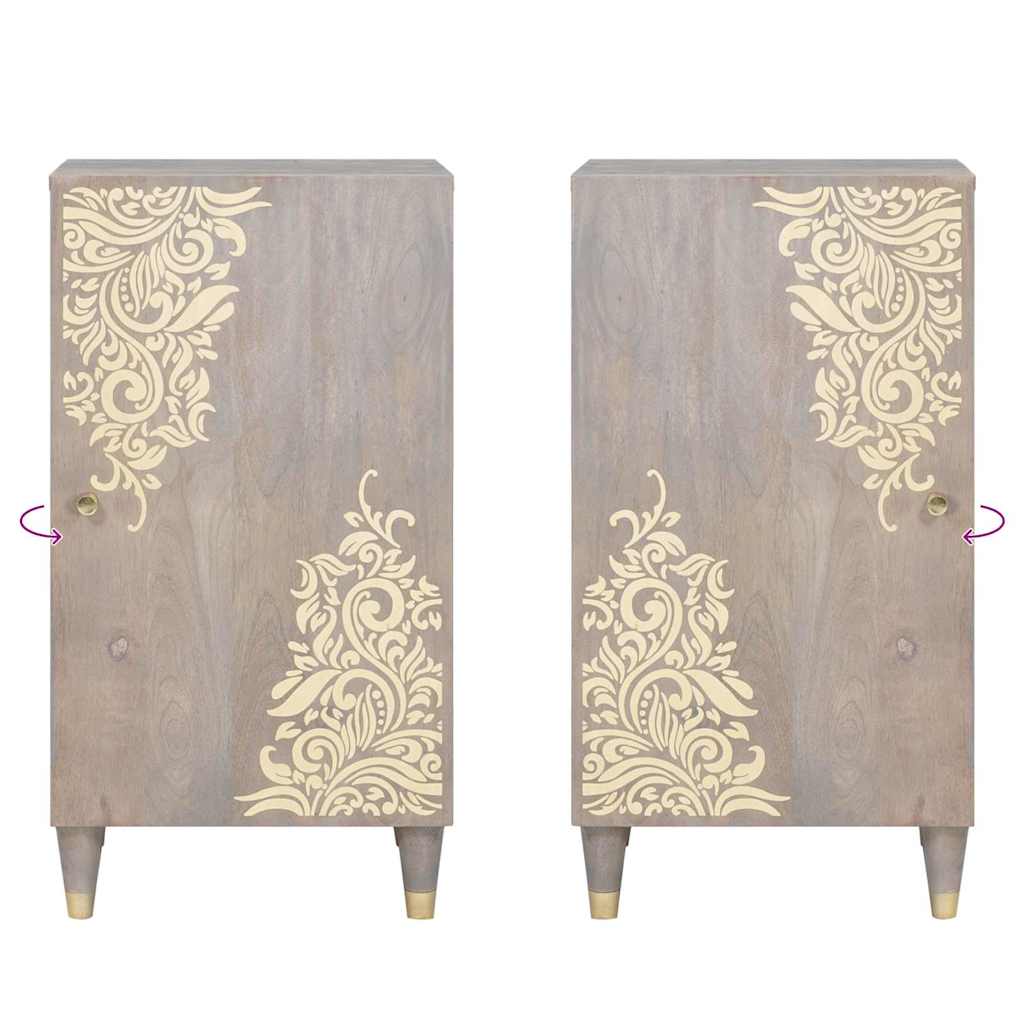 Credenza Grigio e Oro 40 x 33.5 x 75 cm Legno massello di mango