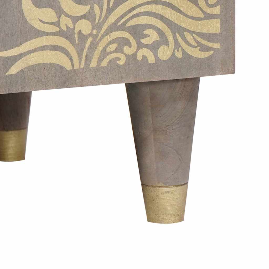Credenza Grigio e Oro 60 x 33.5 x 75 cm Legno massello di mango