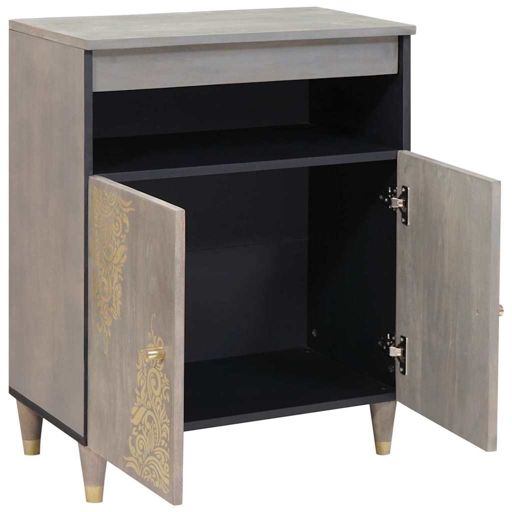 Credenza Grigio e Oro 60 x 33.5 x 75 cm Legno massello di mango