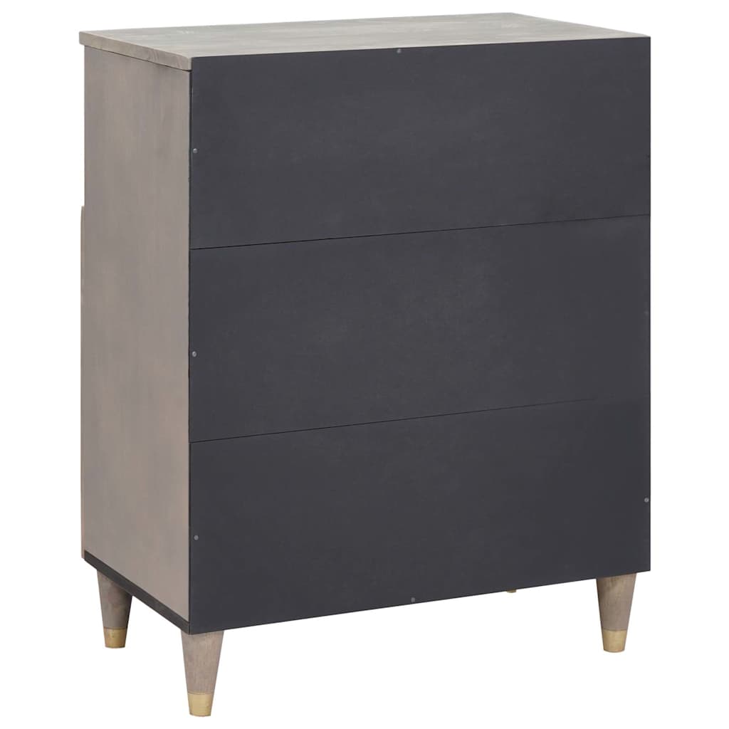 Credenza Grigio e Oro 60 x 33.5 x 75 cm Legno massello di mango