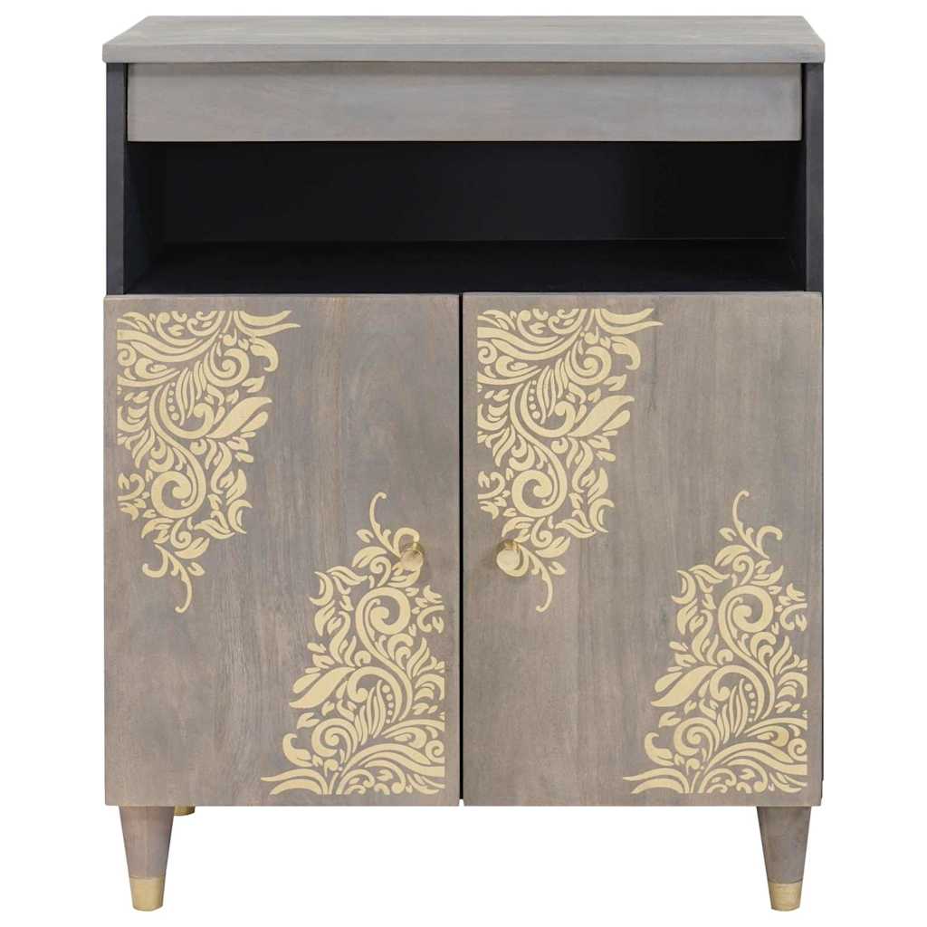 Credenza Grigio e Oro 60 x 33.5 x 75 cm Legno massello di mango
