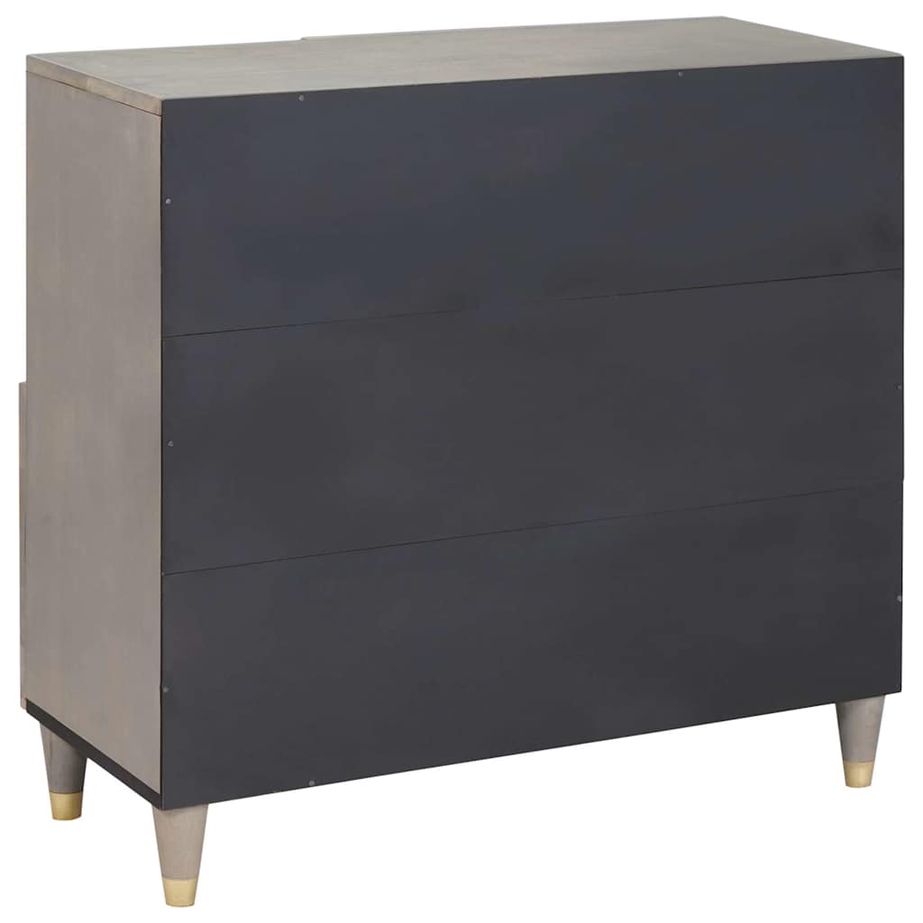 Credenza Grigio e Oro 80 x 33.5 x 75 cm Legno massello di mango