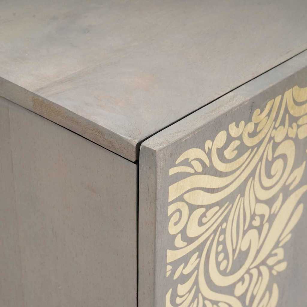 Credenza Grigio e Oro 90 x 33.5 x 75 cm Legno massello di mango