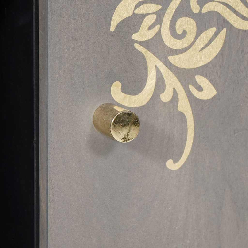 Credenza Grigio e Oro 90 x 33.5 x 75 cm Legno massello di mango