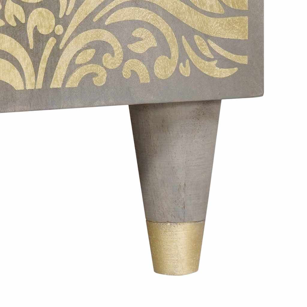 Credenza Grigio e Oro 90 x 33.5 x 75 cm Legno massello di mango