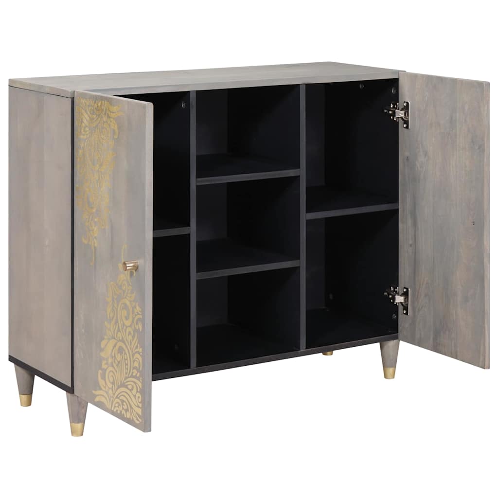 Credenza Grigio e Oro 90 x 33.5 x 75 cm Legno massello di mango