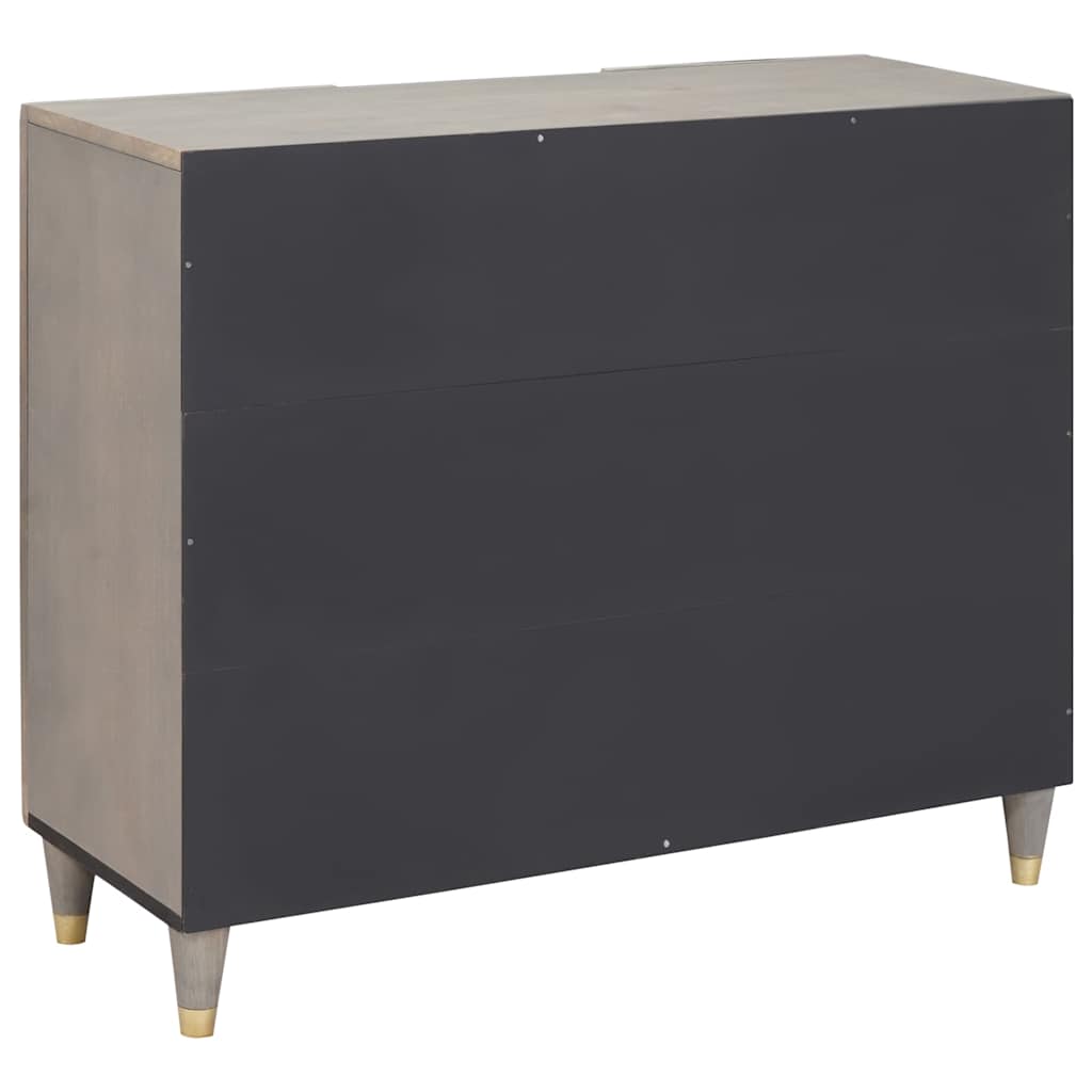 Credenza Grigio e Oro 90 x 33.5 x 75 cm Legno massello di mango