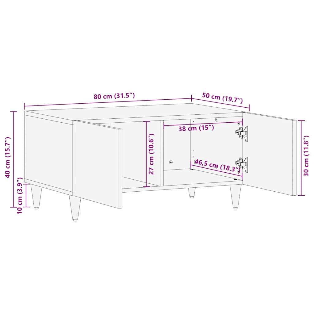 Tavolino da salotto 80 x 50 x 40 cm Legno di mango massello | homemem39