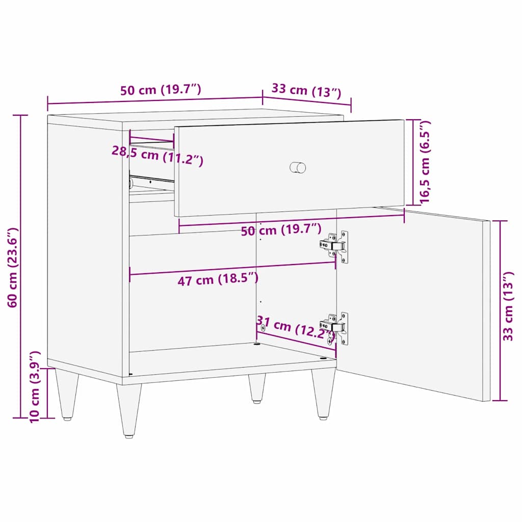 Comodini Marrone 50 x 33 x 60 cm