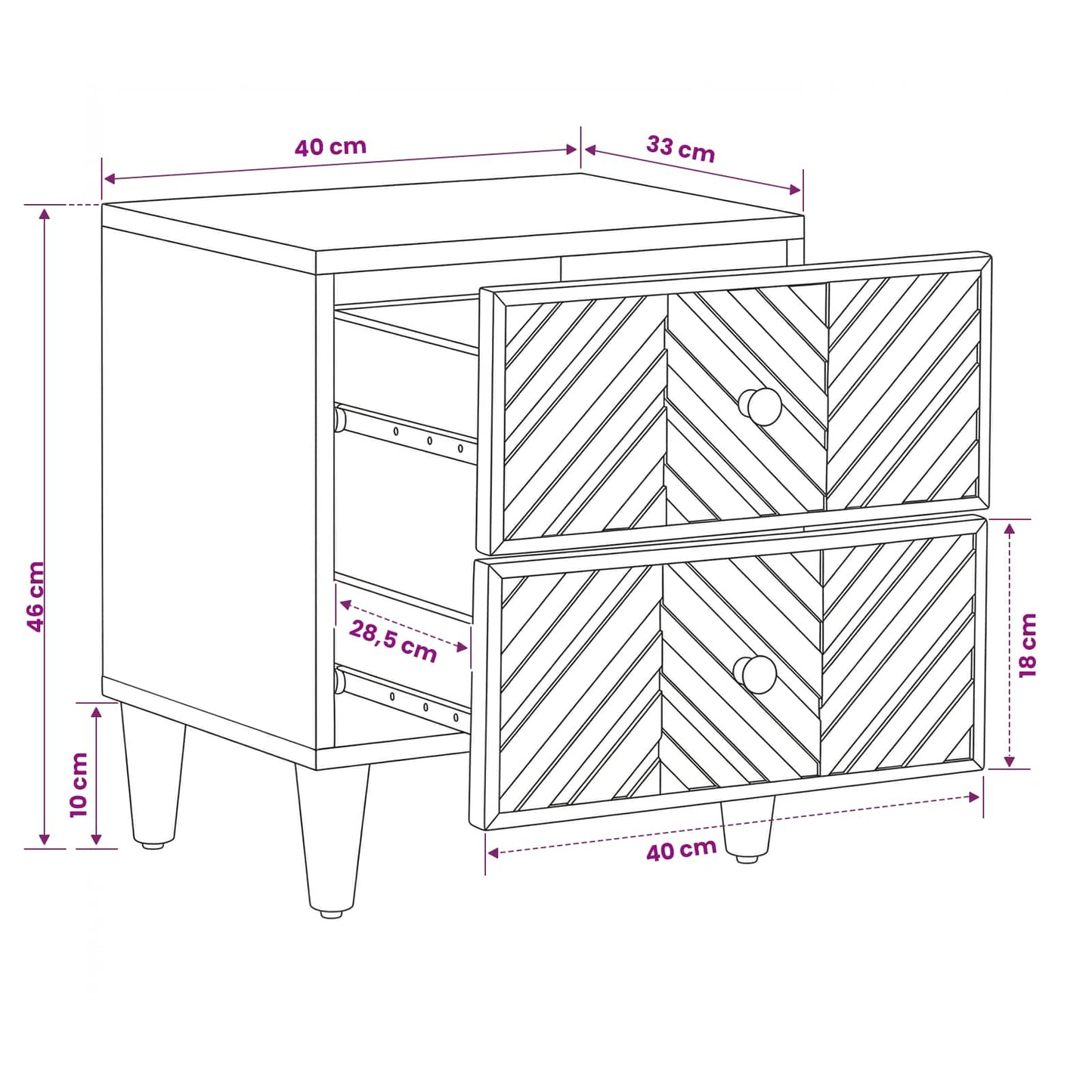 Comodino Marrone 40 x 33,5 x 46 cm Legno di mango massello | homemem39