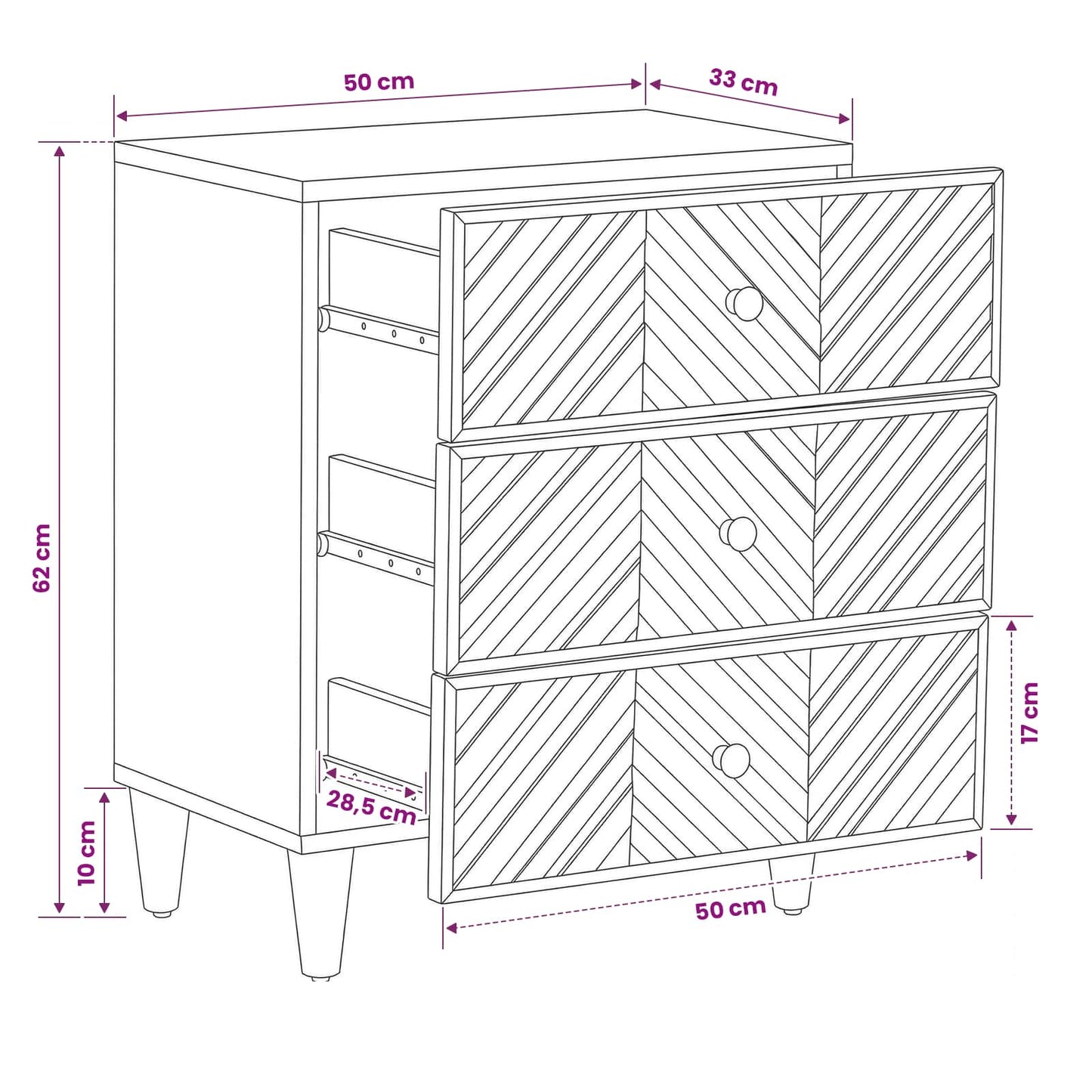Comodino Marrone 50 x 33 x 60 cm Legno di mango massello | homemem39