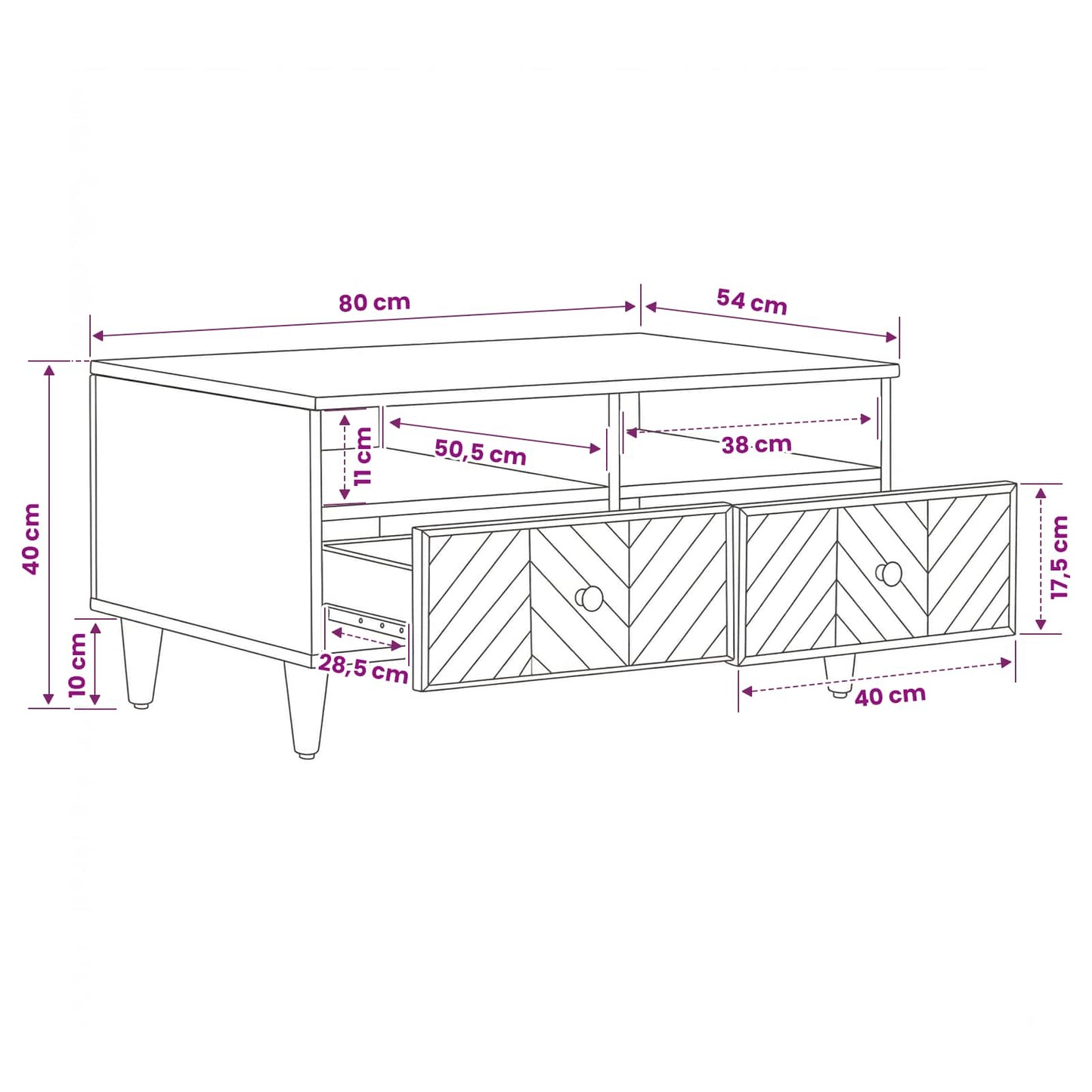 Tavolino da salotto con cassetto Marrone 80 x 54 x 40 cm | homemem39