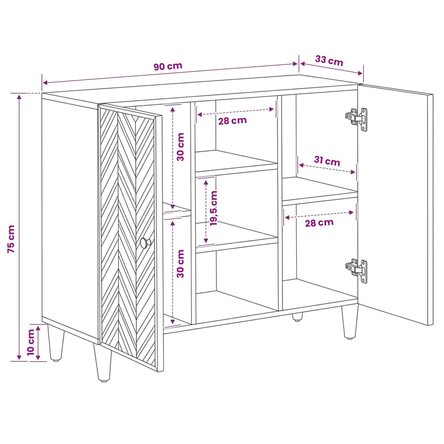 Armadi di Stoccaggio con porta Marrone 90 x 33,5 x 75 cm | homemem39