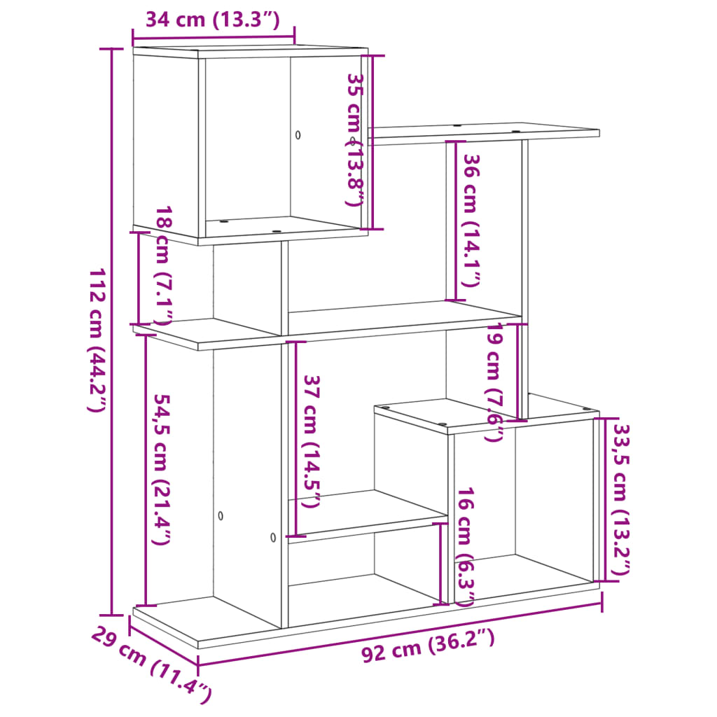 Libreria Divisorio Rovere Sonoma 92x29x112 cm in Truciolato | homemem39