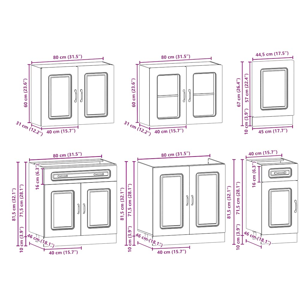 Set Mobili da Cucina 7 pz Kalmar Bianco Legno Multistrato - homemem39