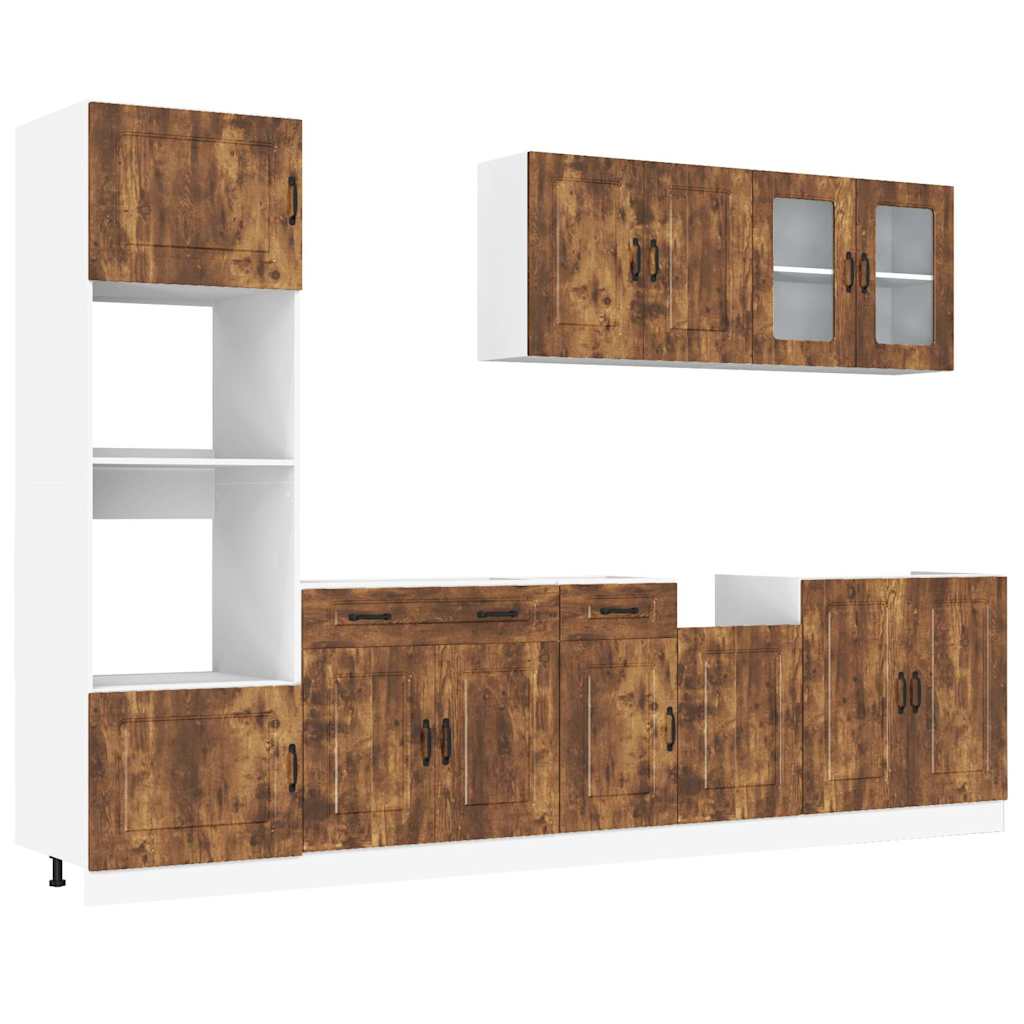 Set Mobili da Cucina 7 pz Kalmar Rovere Fumo Legno Multistrato - homemem39