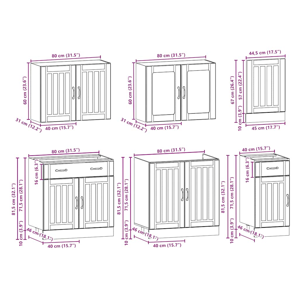 Set Mobili da Cucina 7 pz Kalmar Bianco Legno Multistrato - homemem39