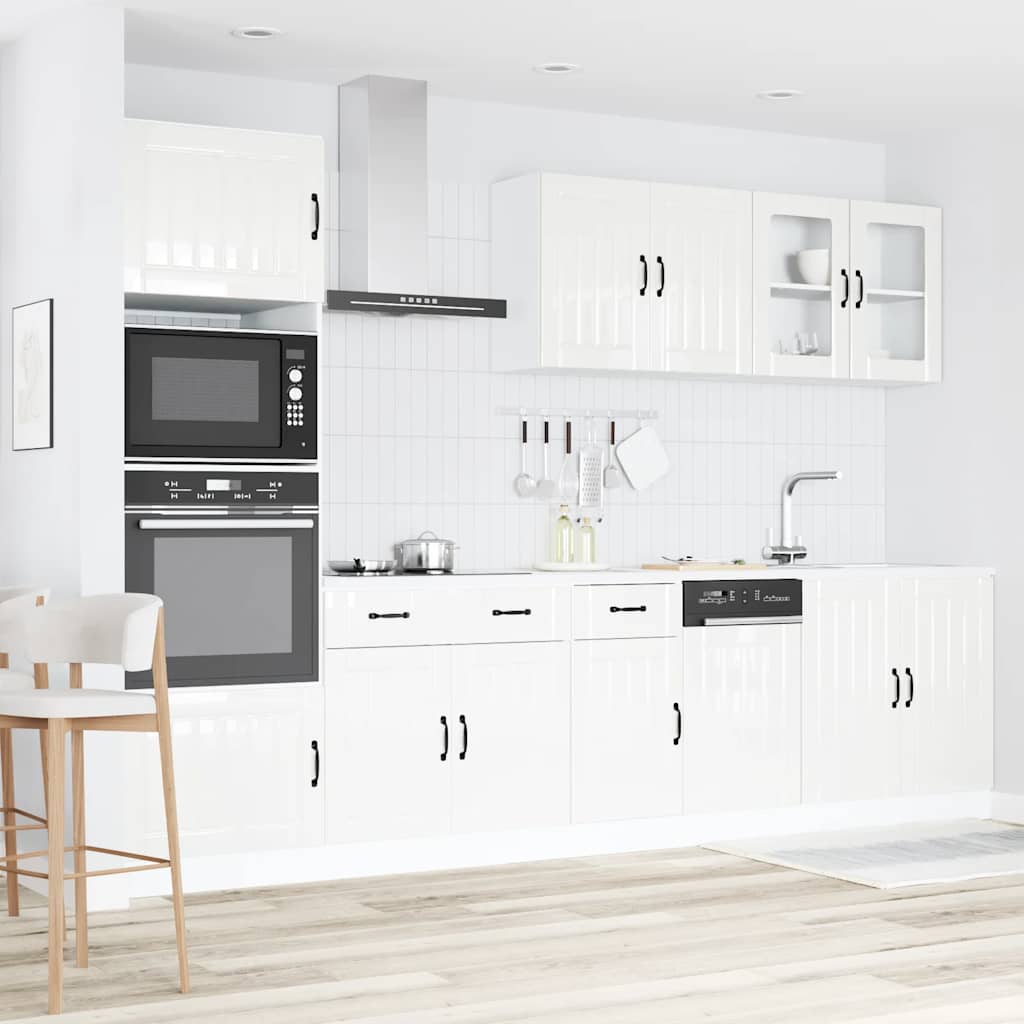 Set Mobili da Cucina 7 pz Kalmar Bianchi Lucido in Truciolato - homemem39