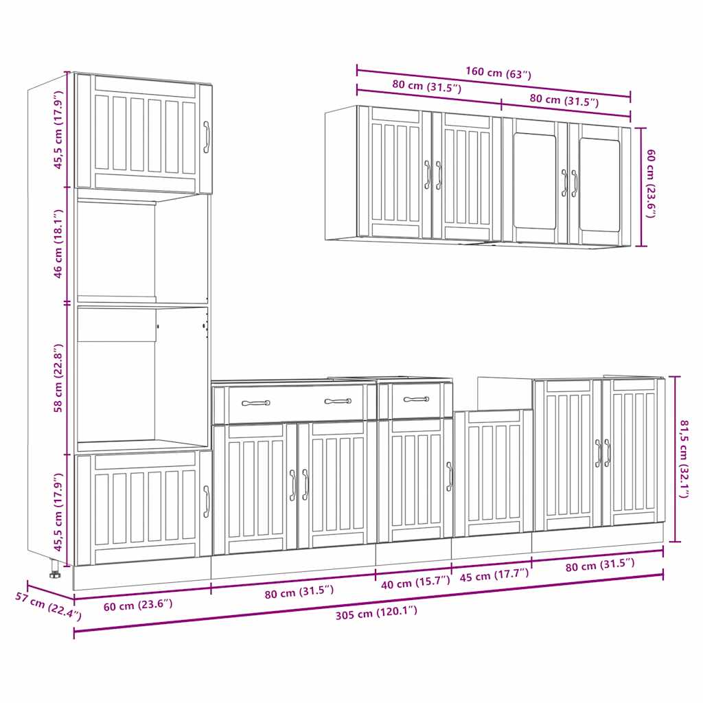 Set Mobili da Cucina 7 pz Lucca Grigio Cemento in Truciolato | homemem39