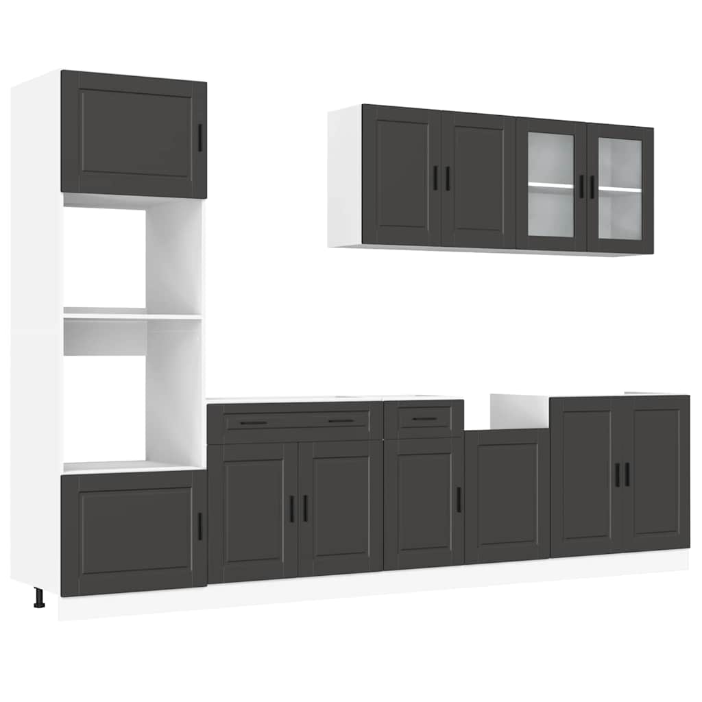Set Mobili da Cucina 7 pz Kalmar Neri Legno Multistrato - homemem39