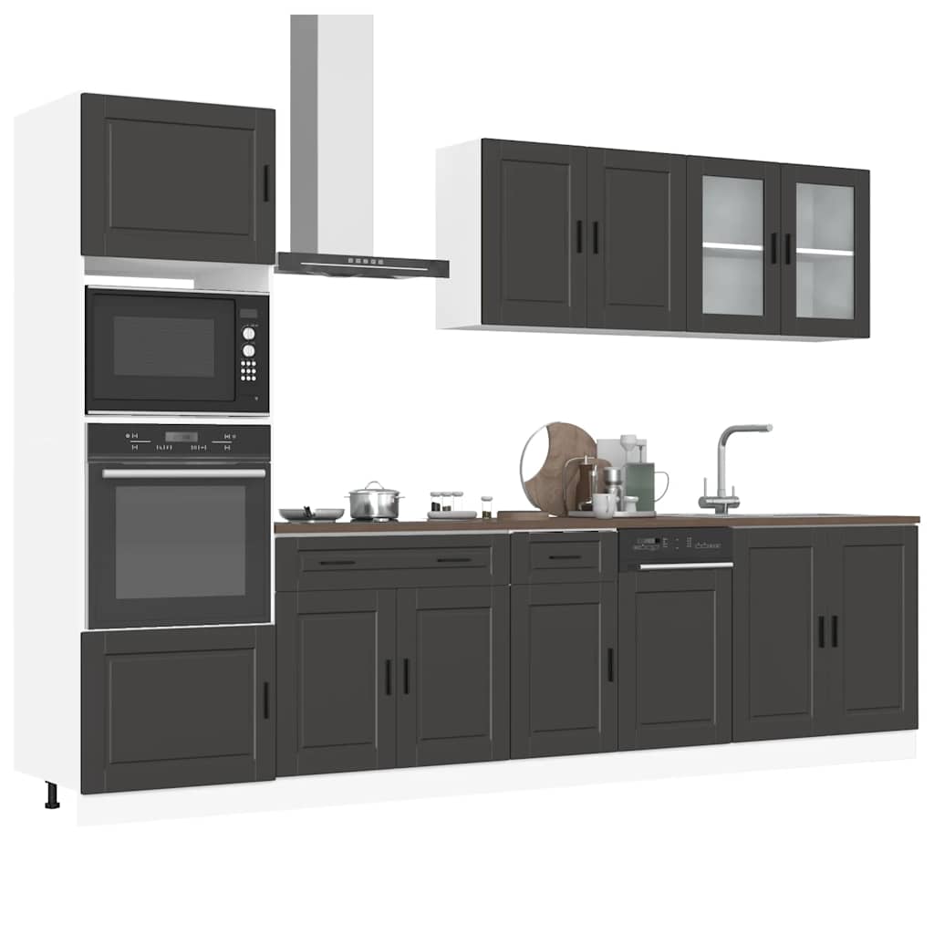 Set Mobili da Cucina 7 pz Kalmar Neri Legno Multistrato - homemem39