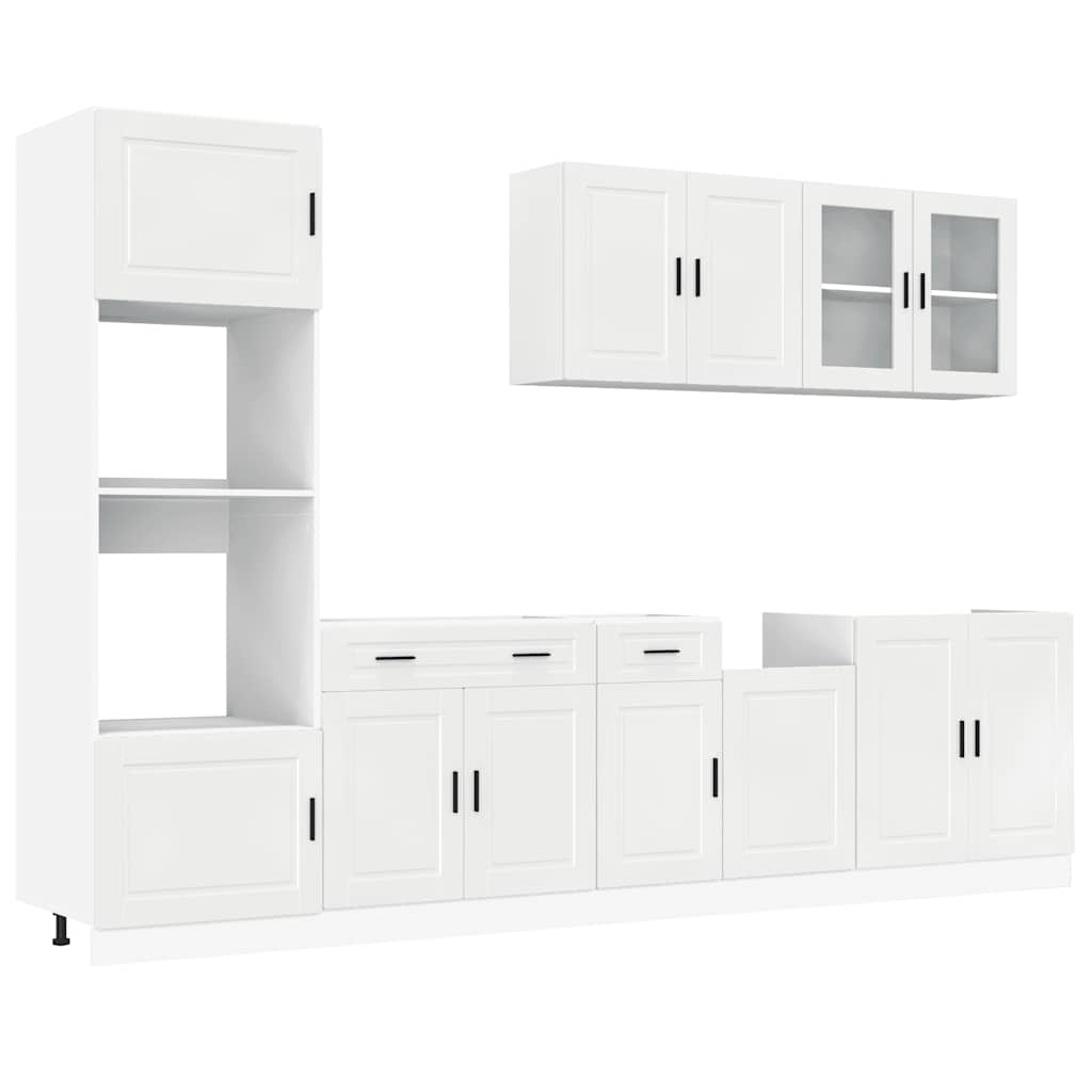 Set Mobili da Cucina 7 pz Kalmar Bianchi Lucido in Truciolato - homemem39