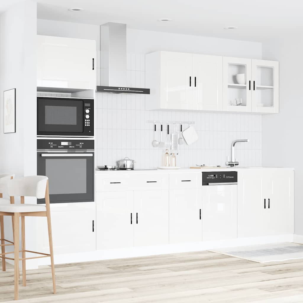 Set Mobili da Cucina 7 pz Kalmar Bianchi Lucido in Truciolato - homemem39