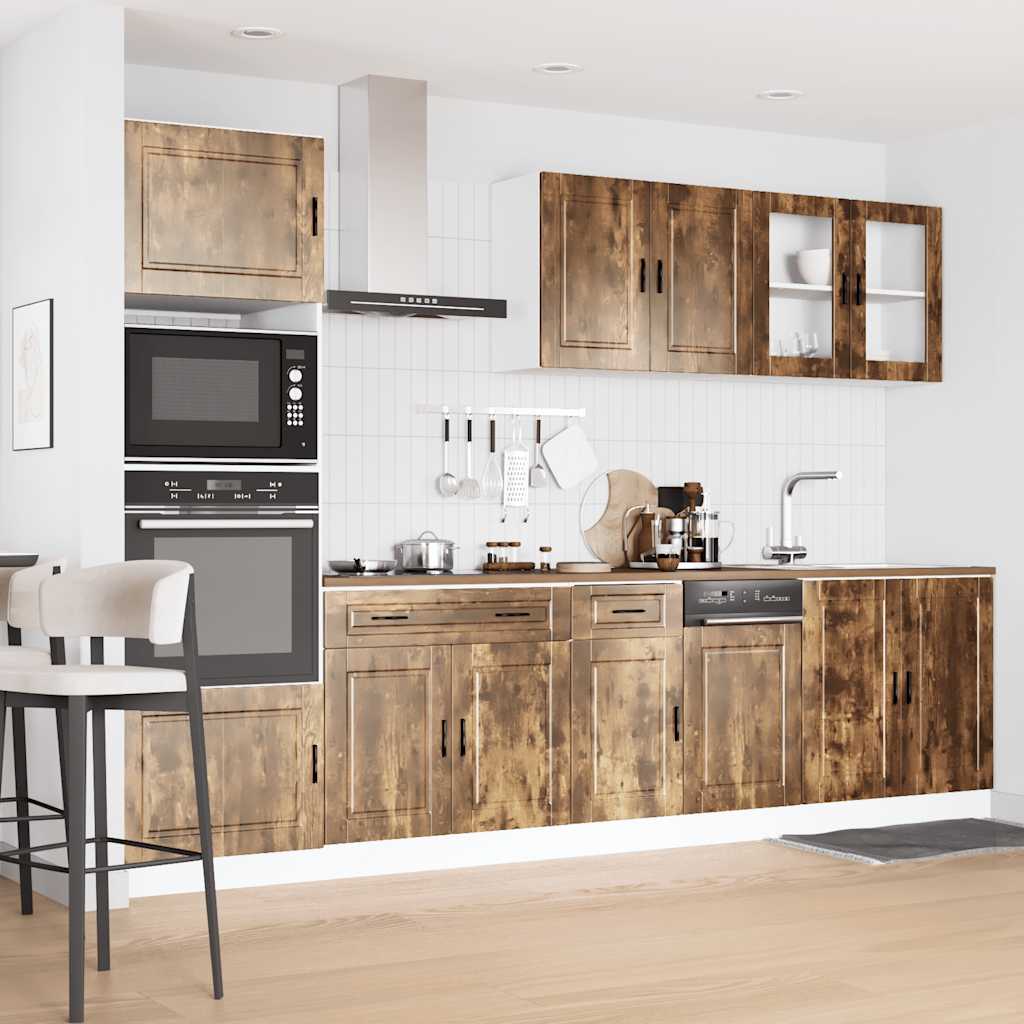 Set Mobili da Cucina 7 pz Kalmar Rovere Fumo Legno Multistrato - homemem39