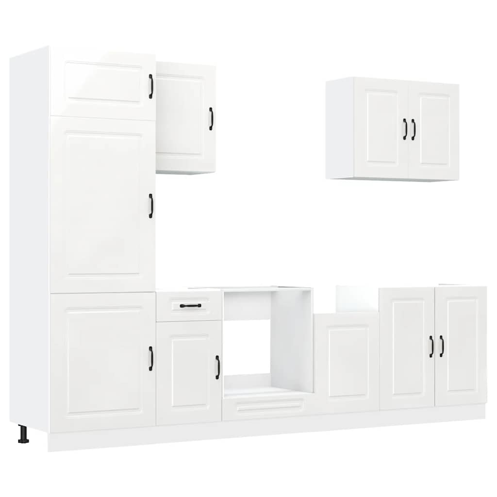 Set Mobili da Cucina 7 pz Kalmar Bianchi Lucido in Truciolato - homemem39