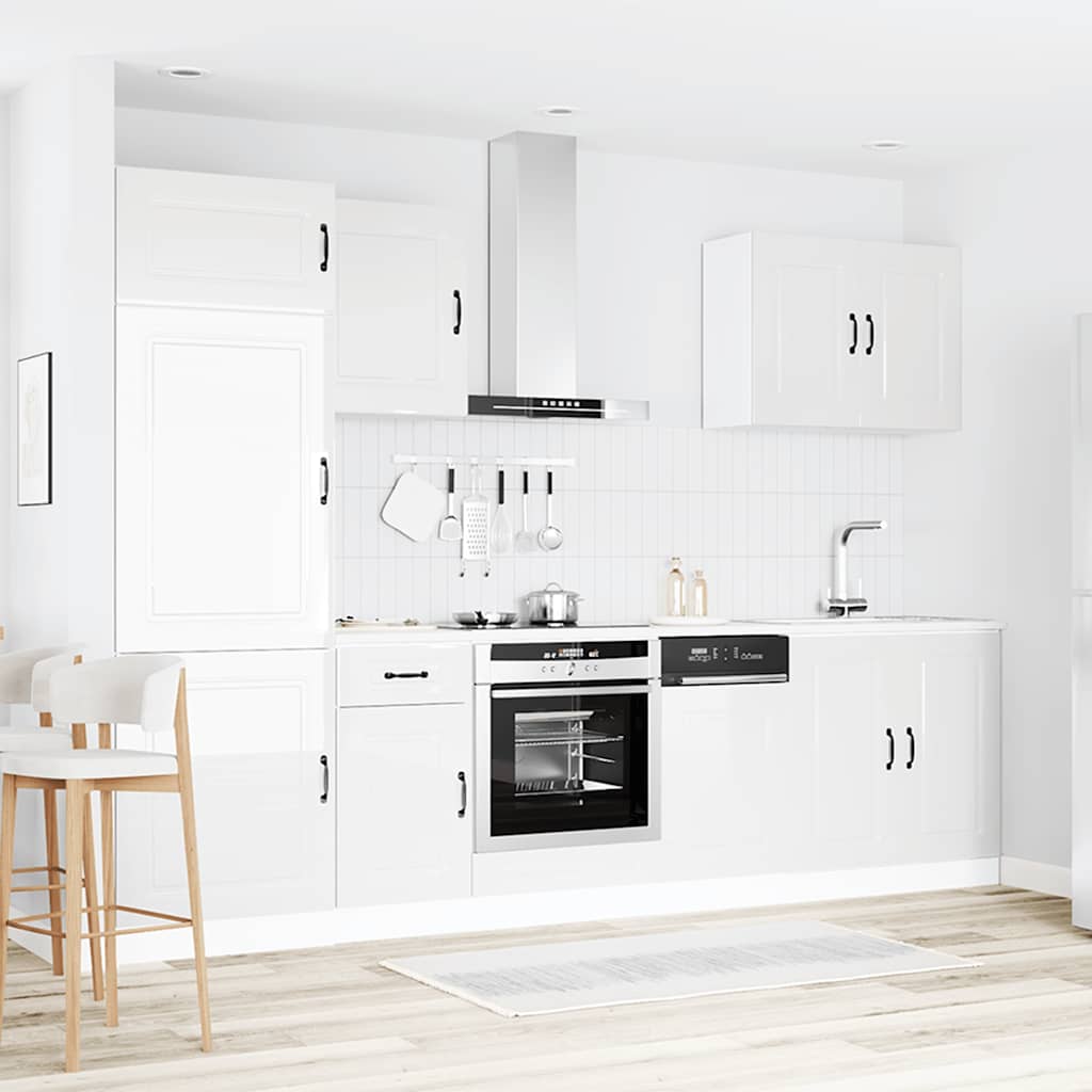 Set Mobili da Cucina 7 pz Kalmar Bianchi Lucido in Truciolato - homemem39