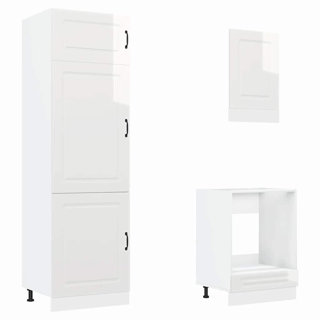 Set Mobili da Cucina 7 pz Kalmar Bianchi Lucido in Truciolato - homemem39